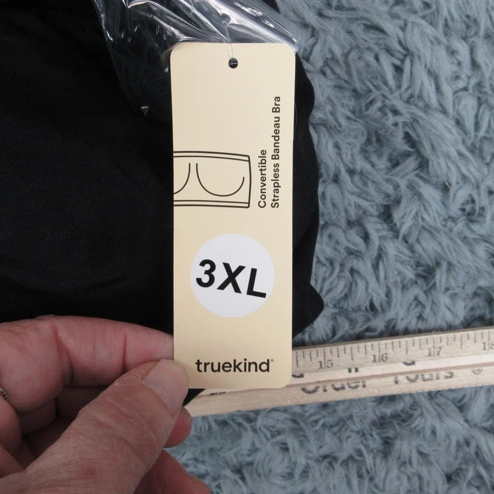 Truekind Bandeau Bra Womens 3XL Black Convertible Strapless Wireless Comfort NWT - Picture 4 of 8